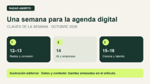 Una semana para la agenda digital. 12–13: Redes y conexión. 14: IA y empresas. 15–16: Ciencia y talento