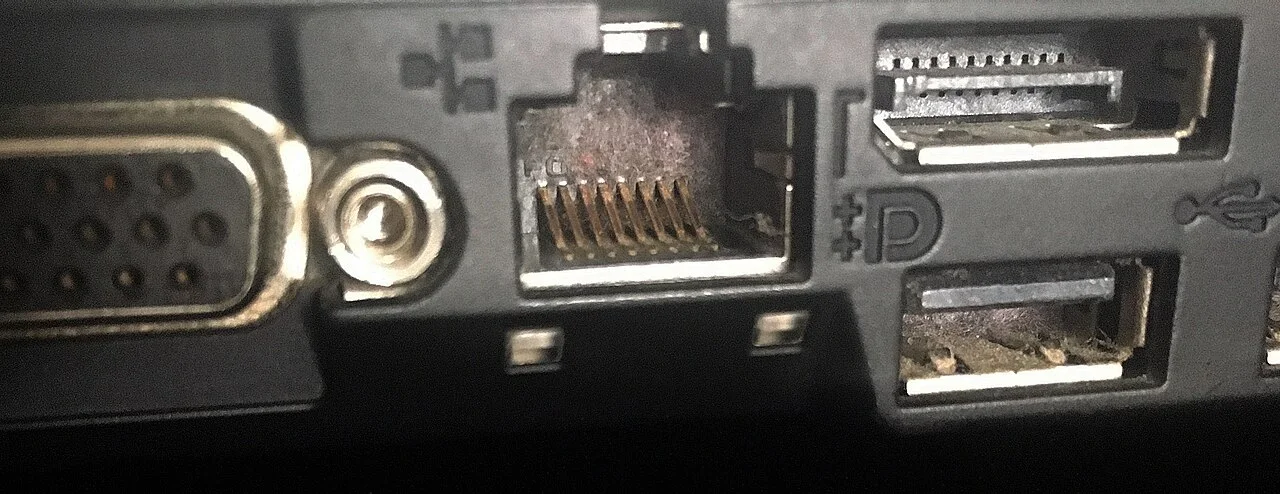 Conexión de red por cable en un ordenador.