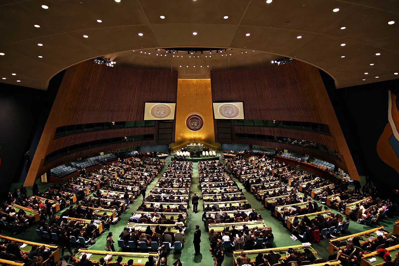 Sala de la Asamblea General de las Naciones Unidas.