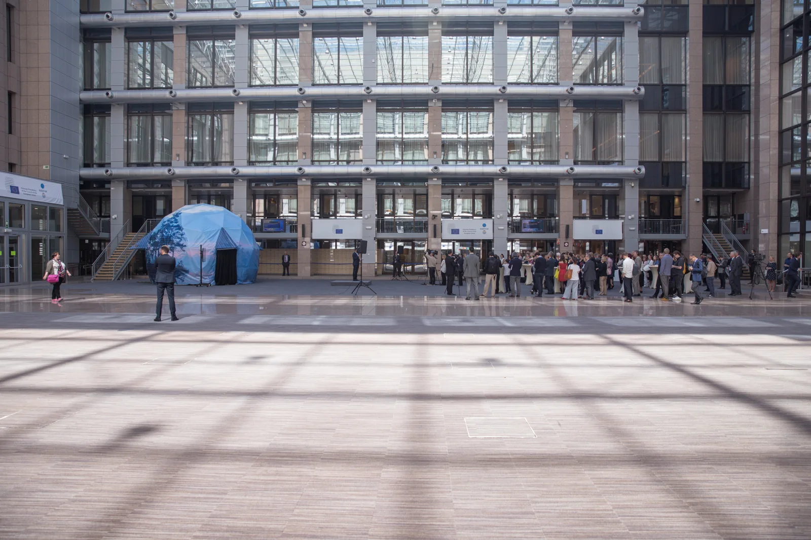 Atrio del edificio Justus Lipsius en Bruselas durante una actividad de 2017.