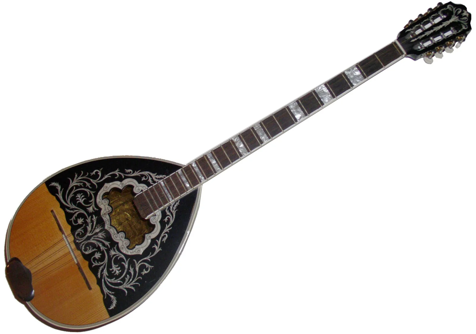 Bouzouki de cuatro órdenes de cuerdas.