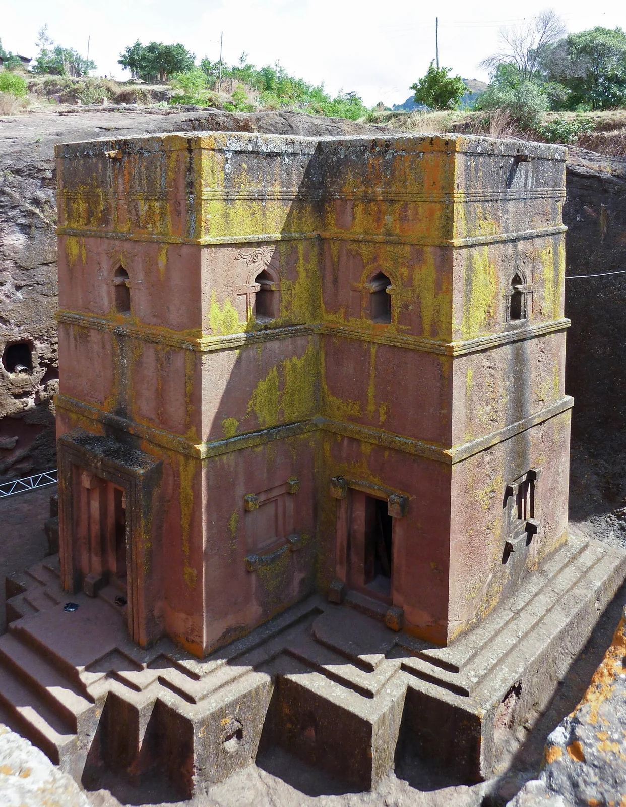 Iglesia excavada de Bete Giyorgis en Lalibela, Etiopía.