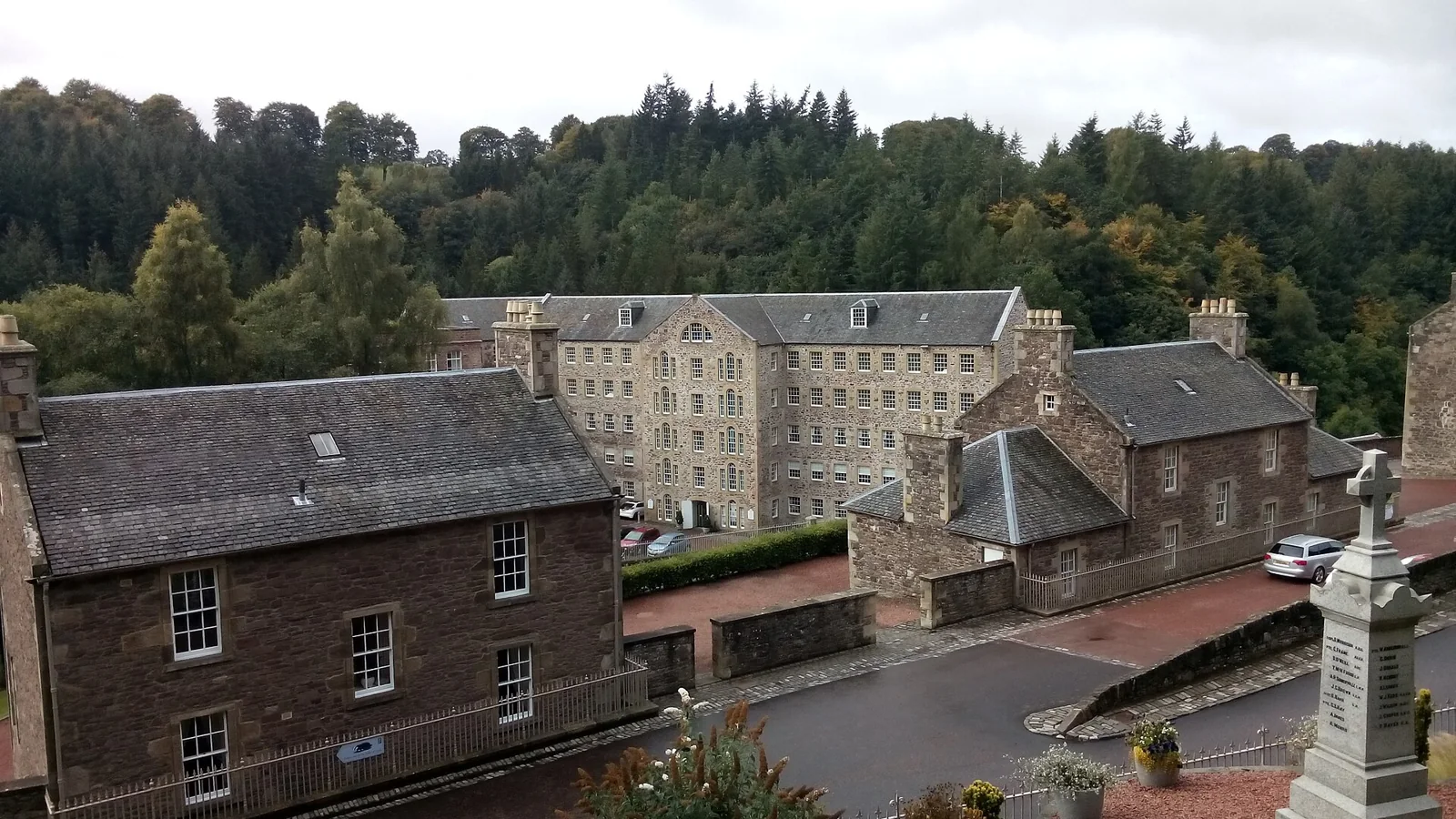 Edificio de una fábrica de New Lanark, Escocia.