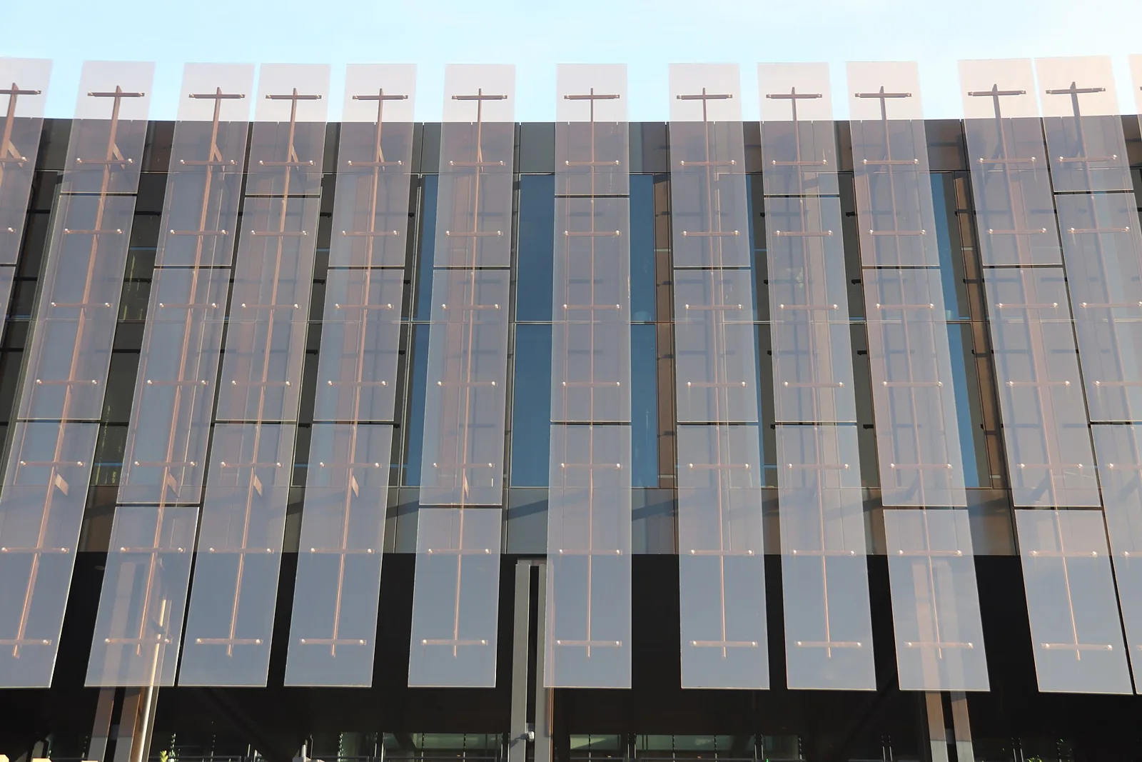 Detalle de la fachada del Tribunal de Justicia de la Unión Europea en Luxemburgo.