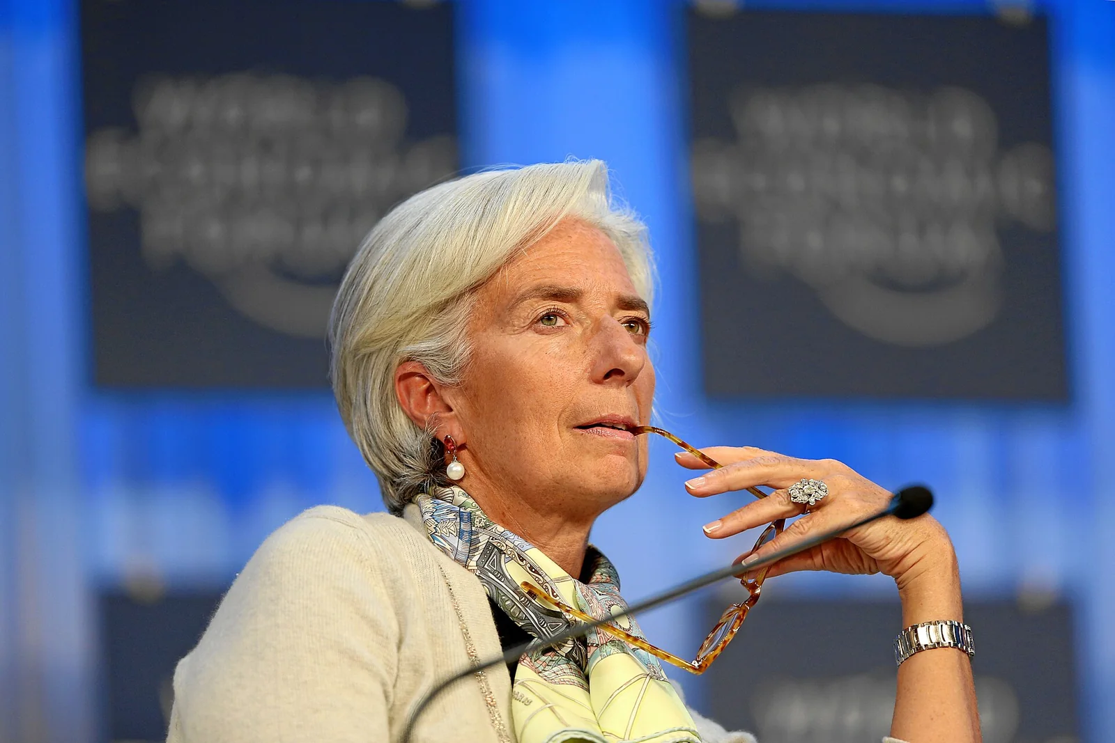 Christine Lagarde durante una sesión del Foro Económico Mundial en Davos